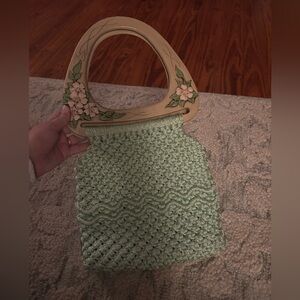 Vintage 50’s Crochet and Floral Handle Bag
